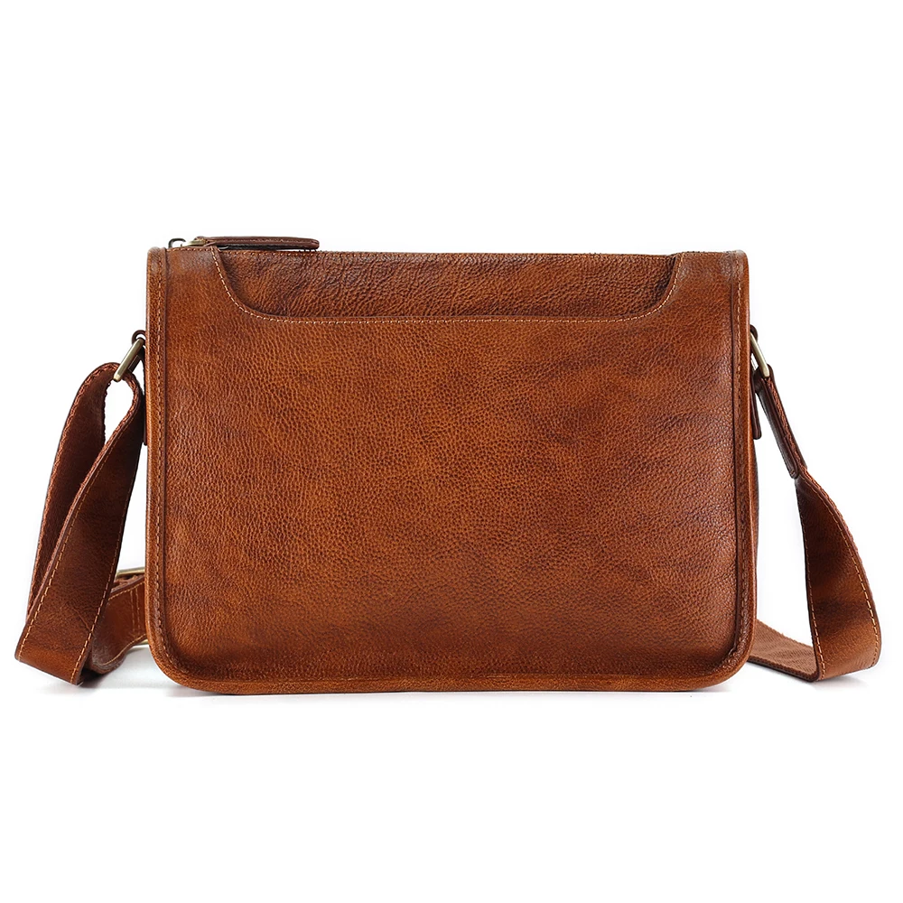 Vegetable-tanned Leather Men\'s Crossbody Bag Leather Men\'s Bag Retro Large Capacity Messenger Bag Men\'s Leather Shoulder Bag