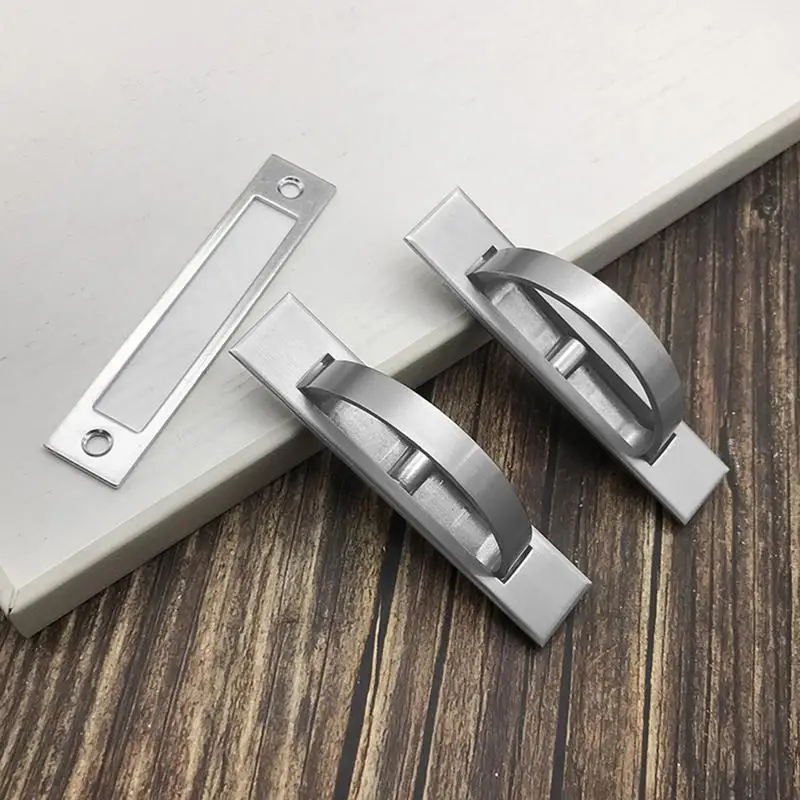 Tatami Door Handles Zinc Alloy Recessed Flush Pull Cover Floor Cabinet Handle Bright Chrome Dark Furniture Hardware