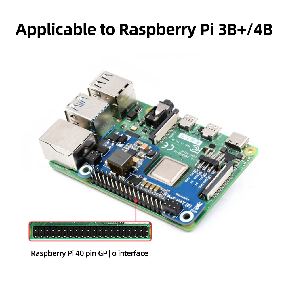 4B 3B+ Power Over Ethernet HAT 802.3af-Módulo de alimentación de red compatible 5V2.5A para Raspberry Pi