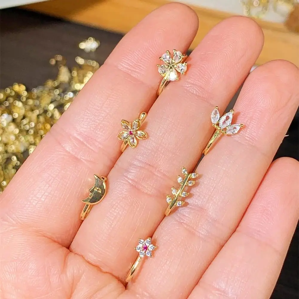 6-teiliges Nasenklammer-Set mit verschiedenen Mustern, ohne Piercing, für den täglichen Gebrauch, Party-Mode-Accessoire für Frauen, heiß begehrt, stilvolle Nasenloch-Dekoration