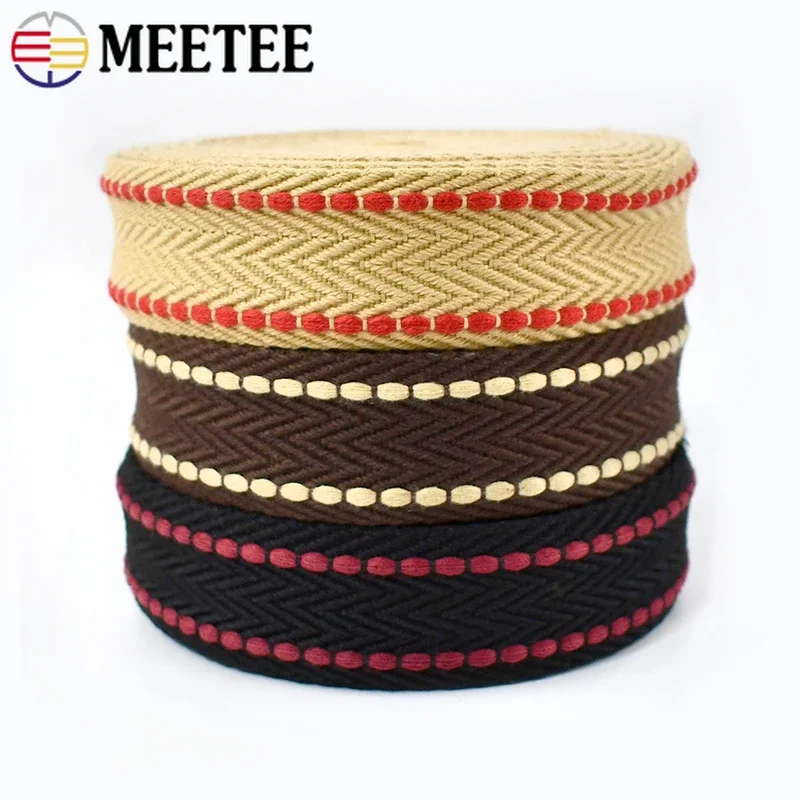 

1/2/3/5M Meetee 38mm Polyester Cotton Webbing Tapes Canvas Decor Ribbon Backpack Strap Binding Belt Band DIY Garment Accessories