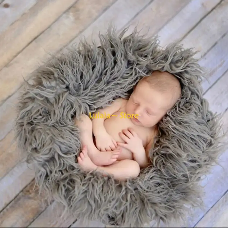 Y4QA Elegant Newborn Portrait Backdrop Blanket Round Soft Polyester Fabric For Professional Baby Photos Photography Accessory