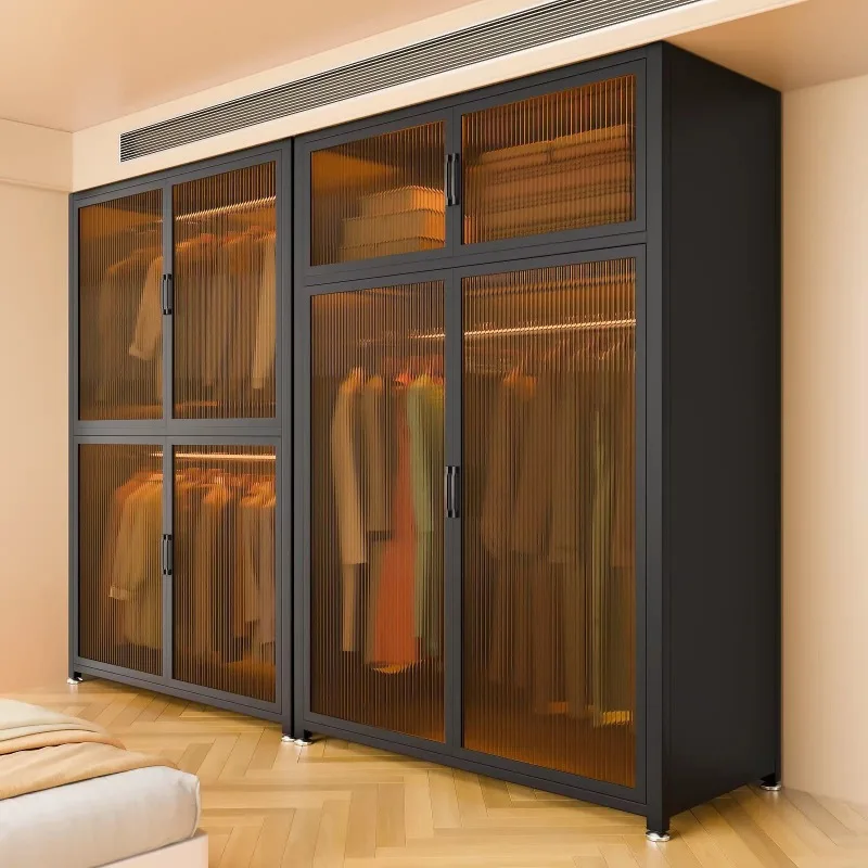 Household steel wardrobe, sun door, visual transparency, advanced partition to store clothes