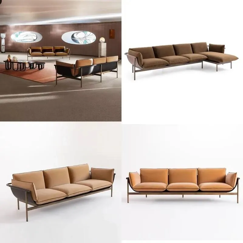 Modern luxury combination sofa living room furniture metal frame  fabric sofa living room  set
