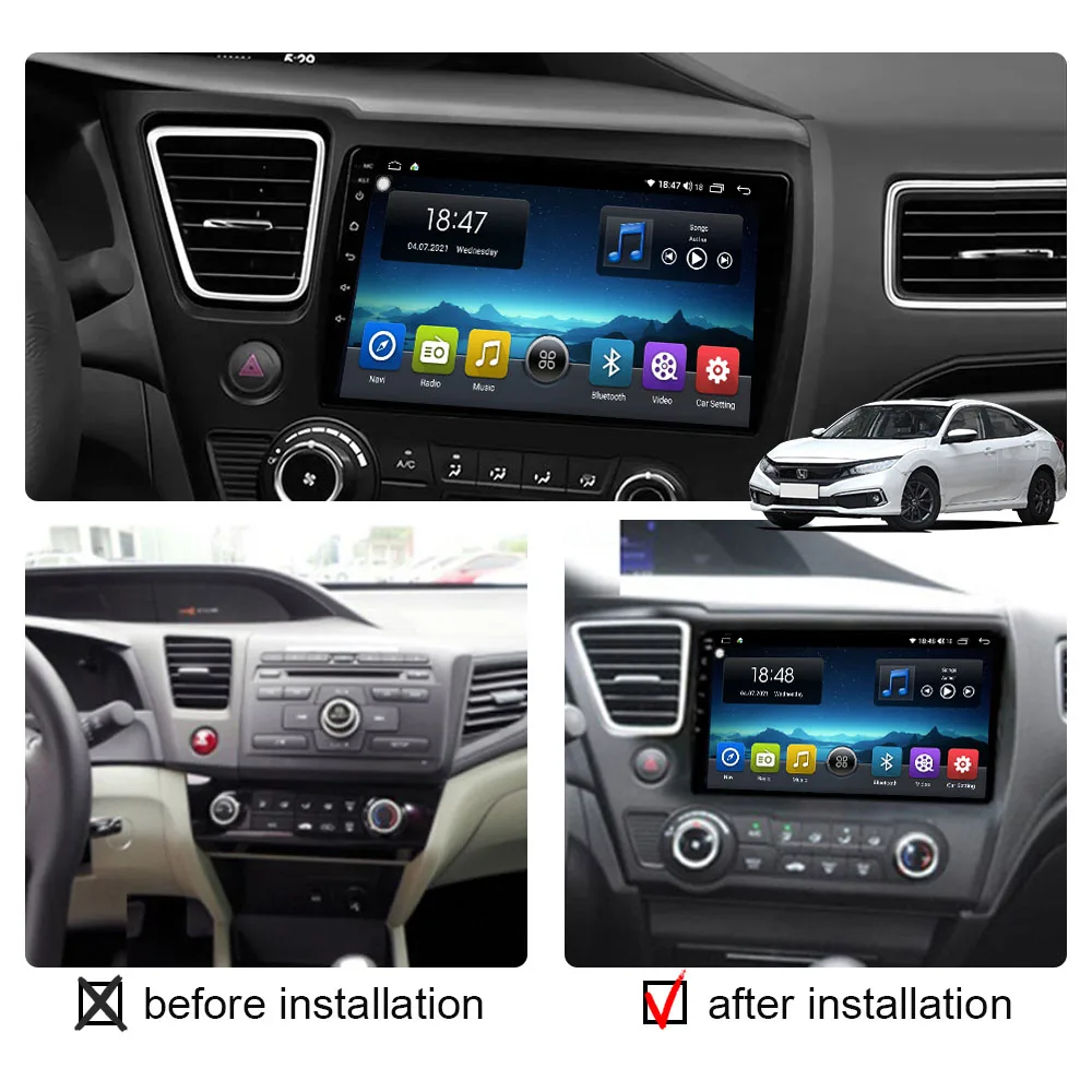 6G+128G Android 11 Car Radio GPS For Honda CIVIC 2013-2016 Multimedia Video Player 2 Din Auto Audio Stereo Head unit Carplay 4G