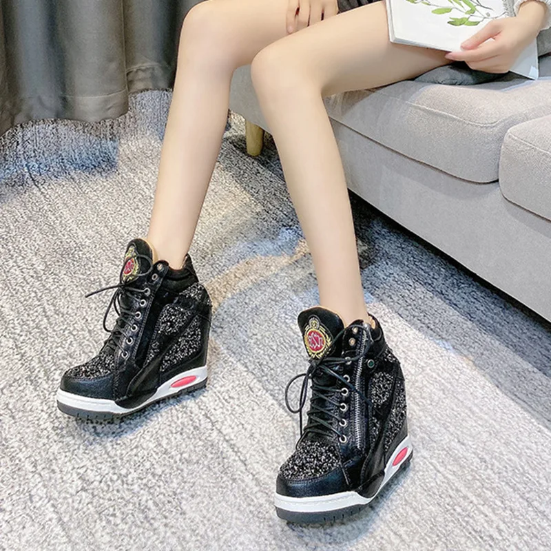 أحذية نسائية منصة Modis أحذية رياضية نسائية غير رسمية زيادة قباقيب الارتفاع 2025 أسافين الموضة الراقية الأساسية الدانتيل متابعة المطاط زيادة #6