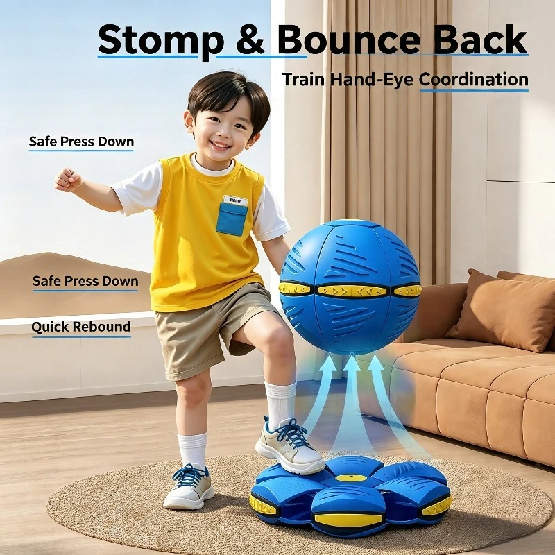 Transformable Flying Saucer Ball Bouncing Ball Step on Deformation Ball Kids Outdoor Sports Toy Birthday Gift for Boys Girls