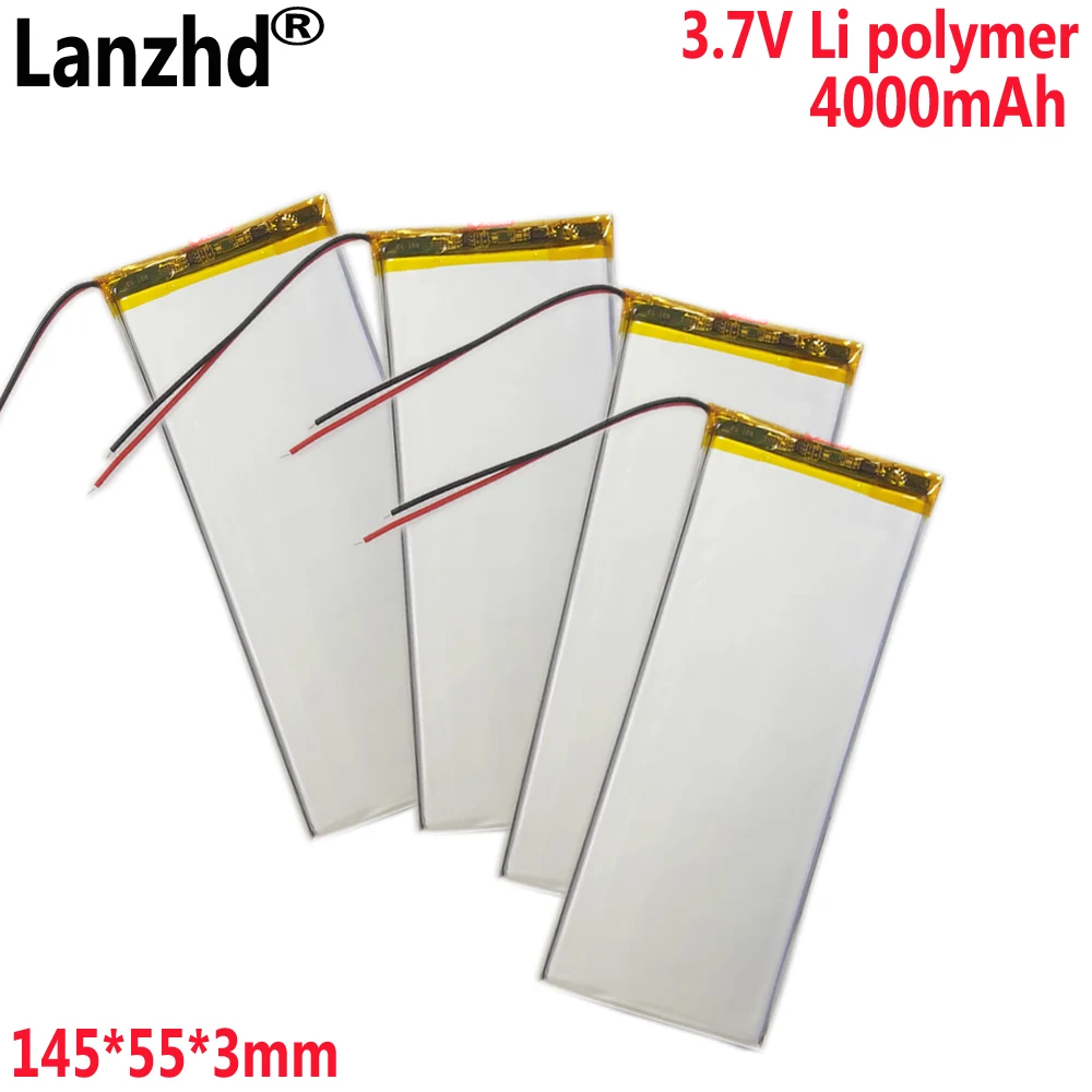 3.7V polimer Li 4000mAh bateria do płaski Panel baterii tablet 3055145 wbudowanej baterii 145*55*3mm