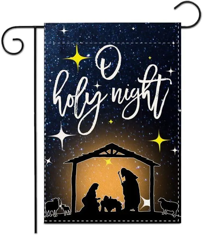 Christmas Eve Religious Christmas Garden Flag 12x18 inch, Nativity Winter Christmas Home Outdoor Garden Flag Decoration -A G yyi