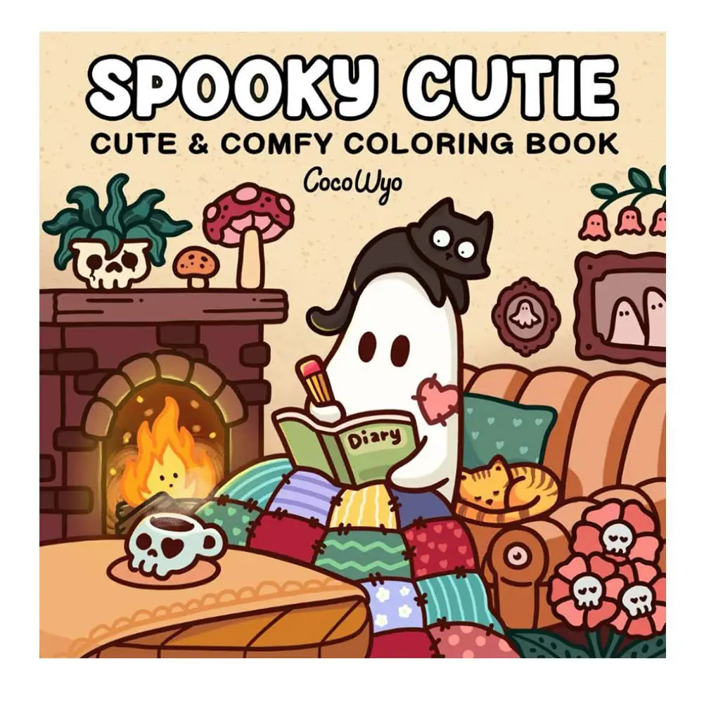 สมุดระบายสี Cutie สําหรับผู้ใหญ่วัยรุ่นที่มีสิ่งมีชีวิตที่น่าขนลุกที่น่ารัก Cozy Hygges Moments หนังสือปกอ่อนสําหรับของขวัญผ่อนคลาย