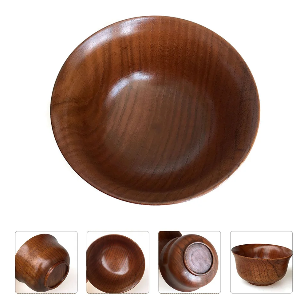 

1Pcs Wooden Round Salad Bowl Food Storage Container Kitchen Serving Bowl Dessert Container Storage Holder