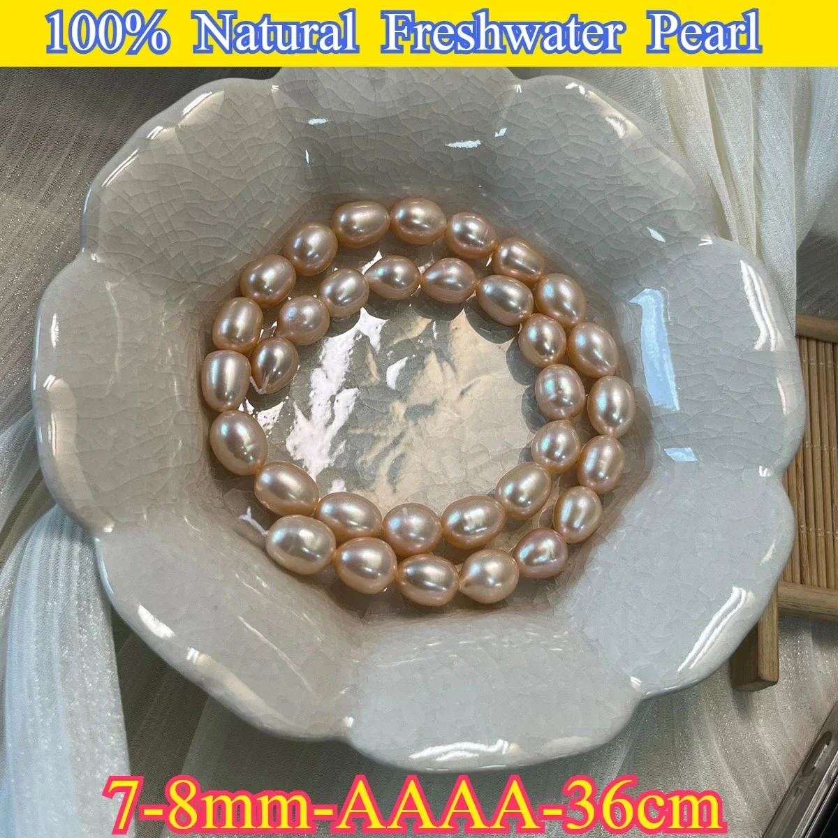 

7-8mm AAAA Dazzling Natural Freshwater Pearl Loose Bead Purple Orange Rice Women Jewelry Make DIY Necklace Bracelet Accessories