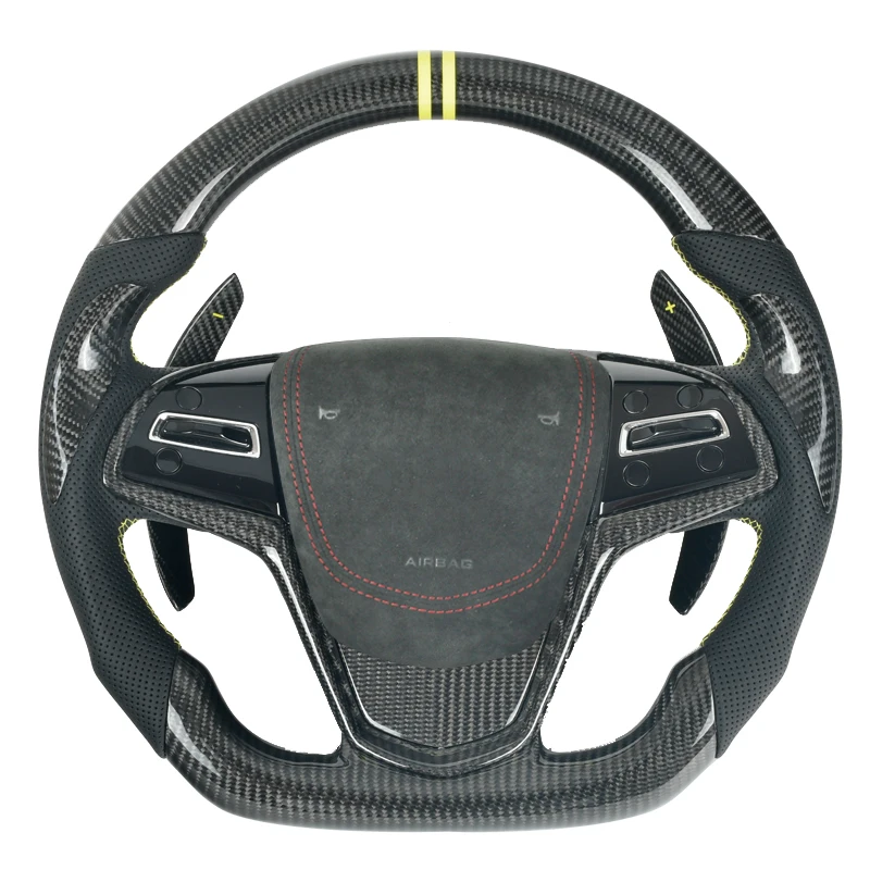 

Customized Carbon Fiber Leather steering wheel For Cadillac ATSL CT5 XT5 XT4 CT6 XT6 CT4 CTS SRX Escalade 2010 2013