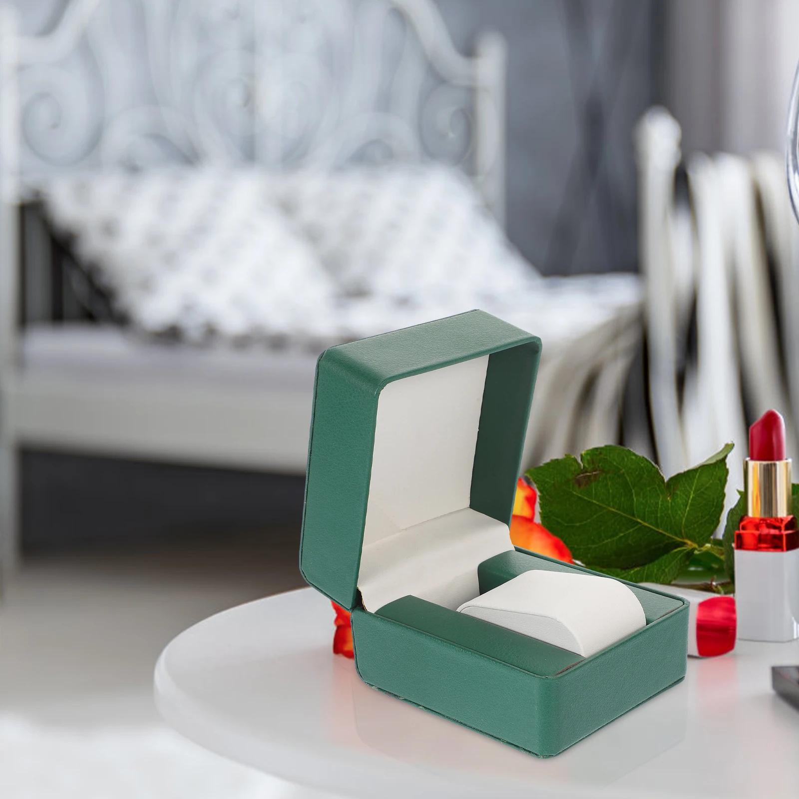 

Pu Watch Box Green Desktop Organizer Case for Watches with Strap Storage Display Anti Dust Travel Gift Packaging