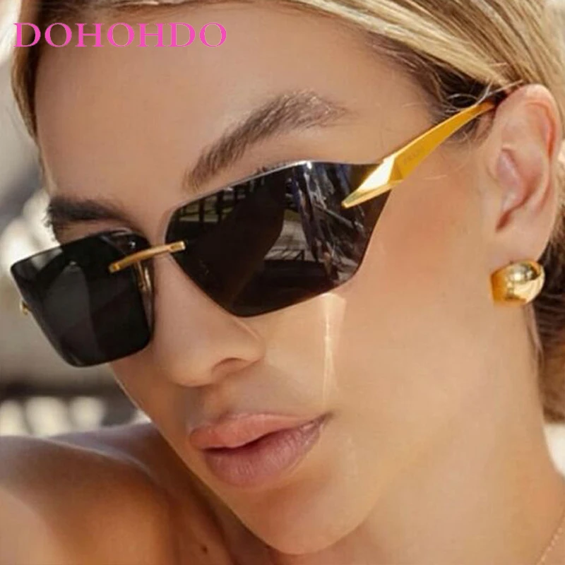 

DOHOHDO Fashion Luxury Rimless Sunglasses Women Men 2025 Y2k Punk Sports Sun Glasses Vintage Eyewear Shades UV400 Gafas de sol