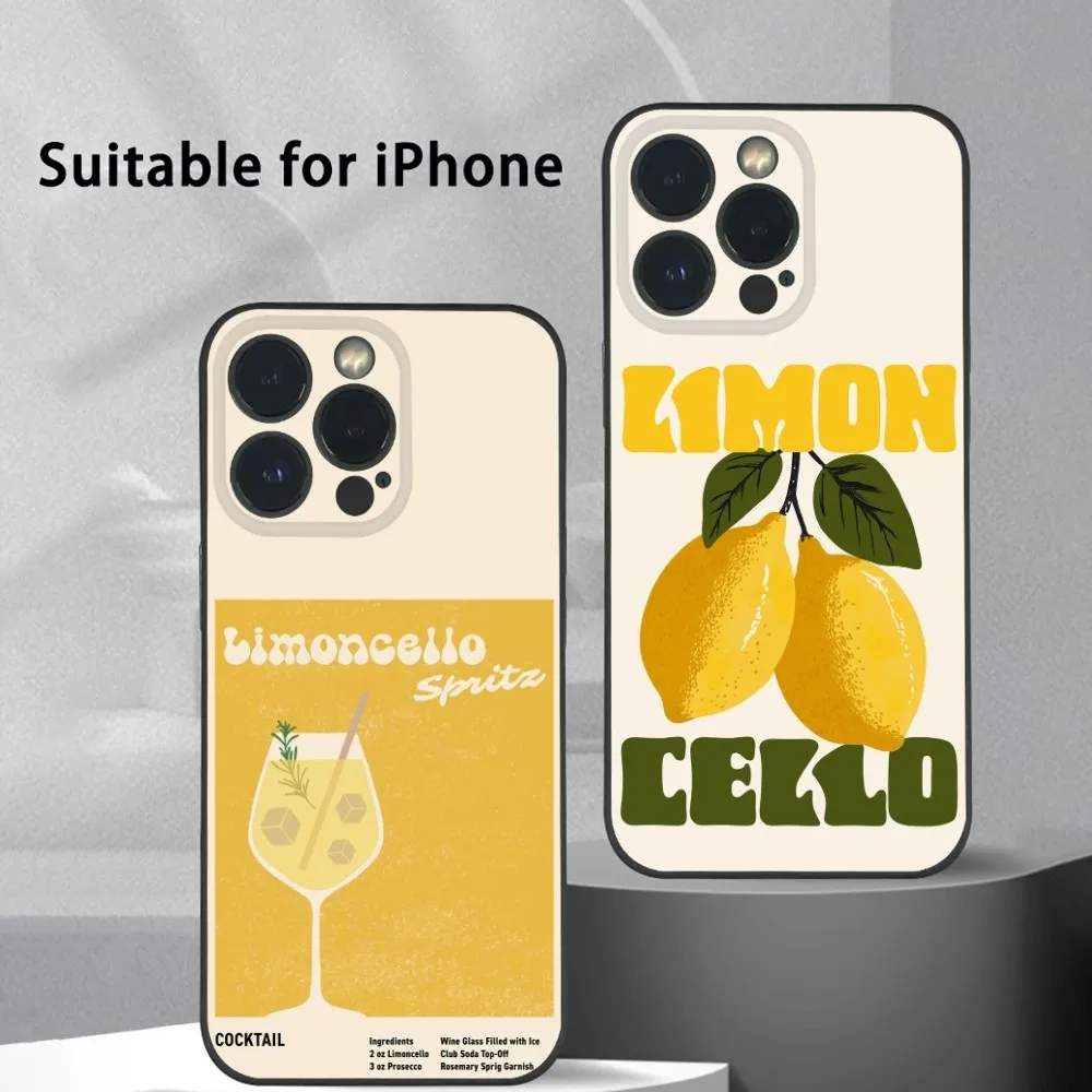 Limoncello Cocktail Handyhülle für iPhone 16 15 14 13 Pro Max Plus Mini Frosted Soft Shell Funda