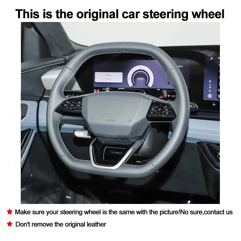 New DIY Hand Stitched Leather Steering Wheel Cover For Audi Q6 e-tron/Q6 Sportback e-tron 2024-2026 Interior Decor Accessories