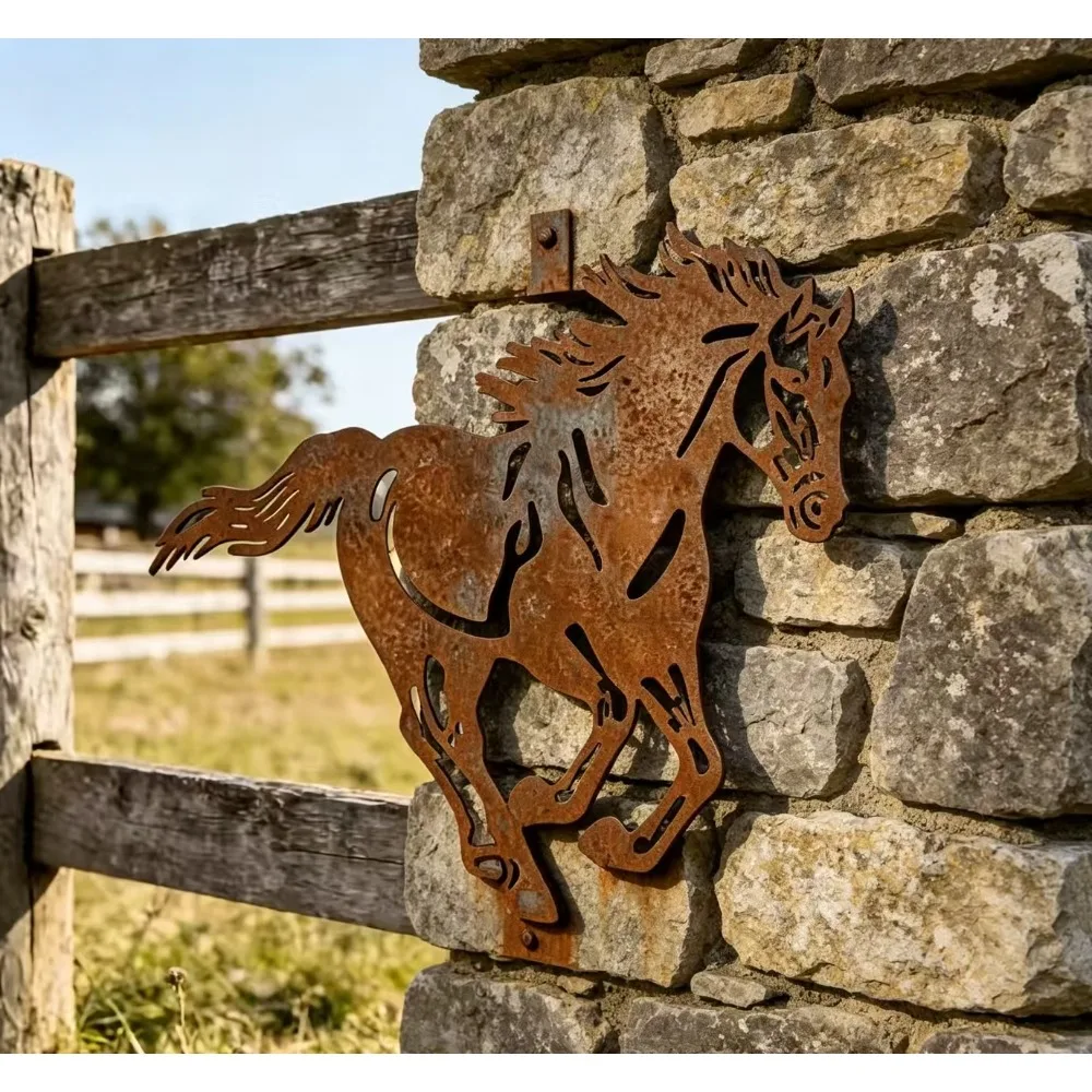 CIFBUY Plaque murale décorative en métal en forme de cheval, sculpture en fer pour décoration de ferme occidentale, jardin, cour et maison