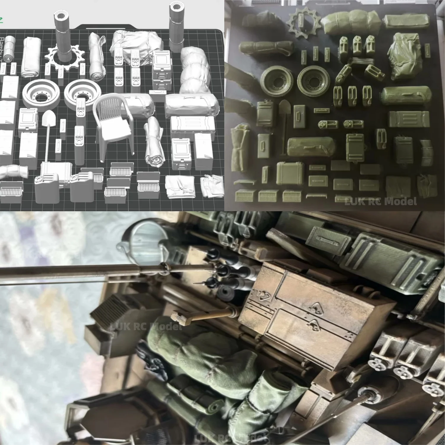 

Декоративные аксессуары для радиоуправляемого танка 1/16 HL (для Tamiya M1A2): зеленые пластиковые детали, 3D-печать, пляжное кресло, модификация, DIY, подарки для мальчиков