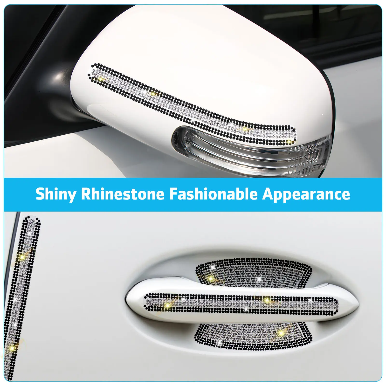 

Комплект защитных накладок на дверные ручки автомобиля со стразами, прочные ПВХ-накладки для защиты дверей авто, легко устанавливаются, многофункциональные, для экстерьера автомобиля