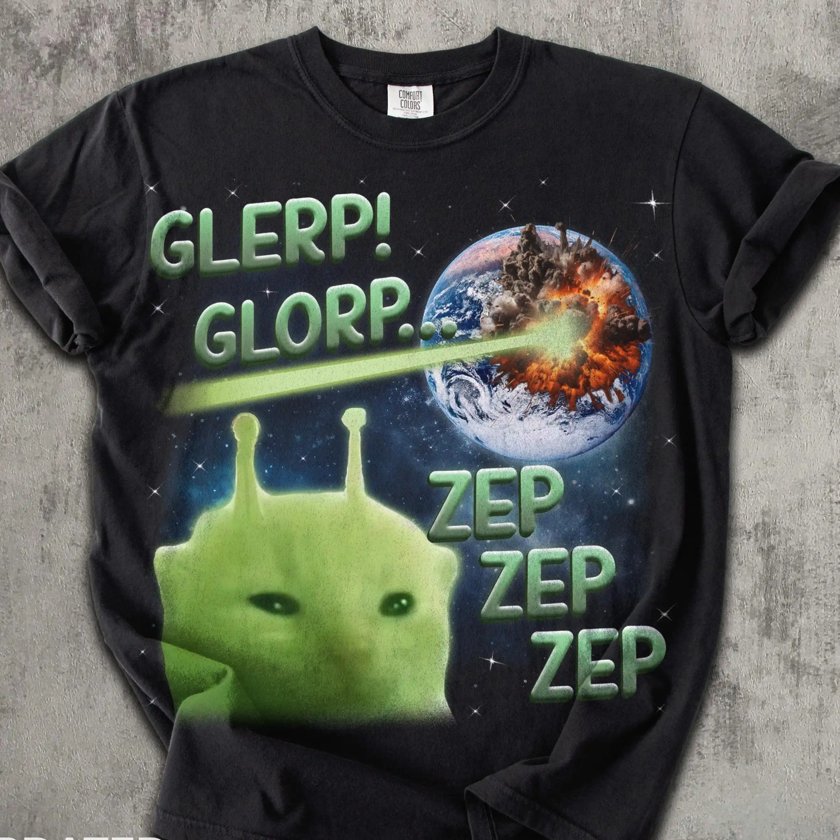 Glerp Glorp Funny Alien Cat Meme Tee Shirt Gift for Woman and Man, Brainrot T-shirt, Weird Shirts, Memes Tshirt, Silly Cats Tee