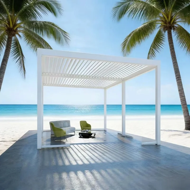 Aluminum Alloy Louvered Pergola Style Bioclimatic Powder Coated Waterproof Weather Resistant Durable Eco-Friendly Nature