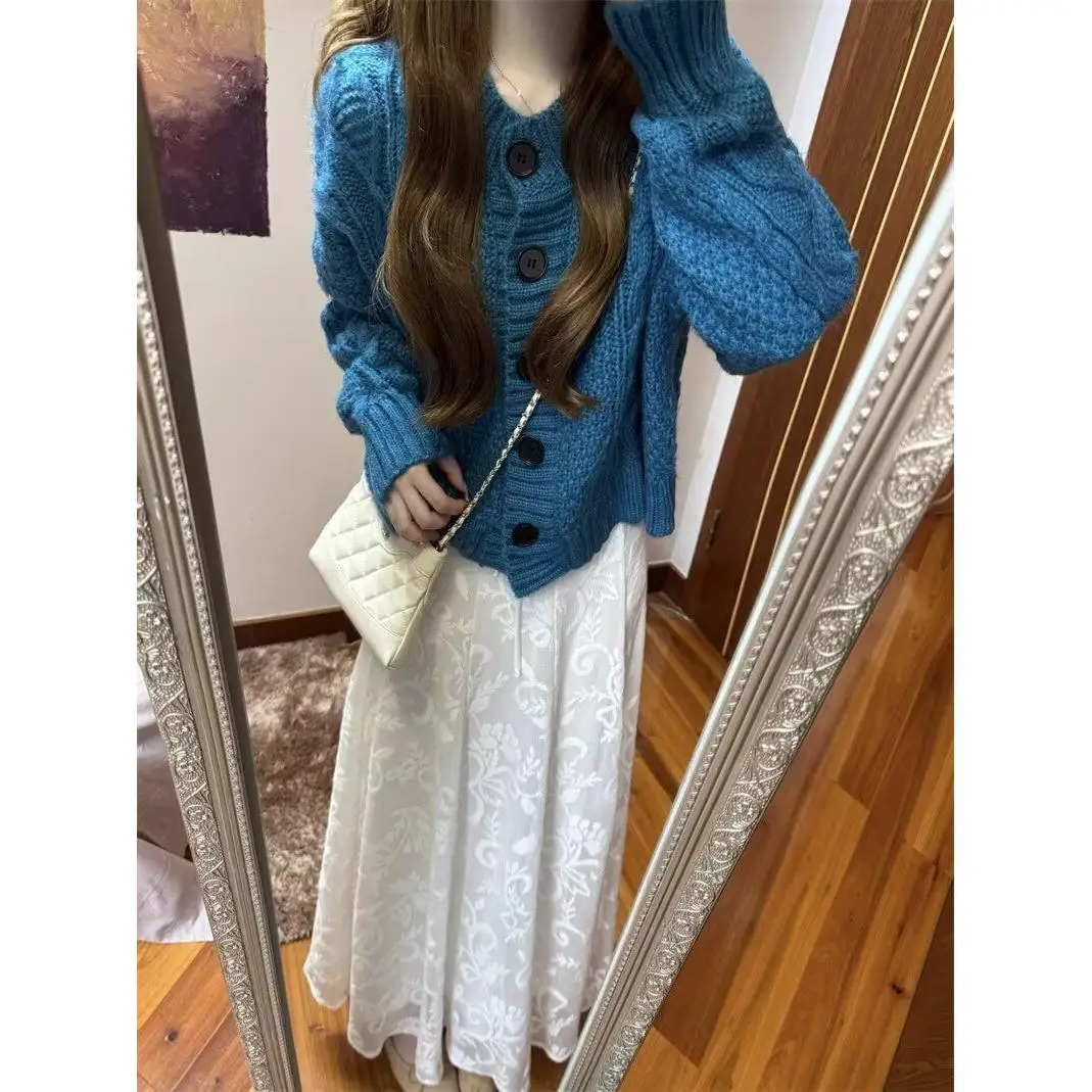 

American Sle Lazy Sle Women's Knitted Sweater Loose Twist Autumn Winter New Arrival Faionable Open Cardigan Long Sve...