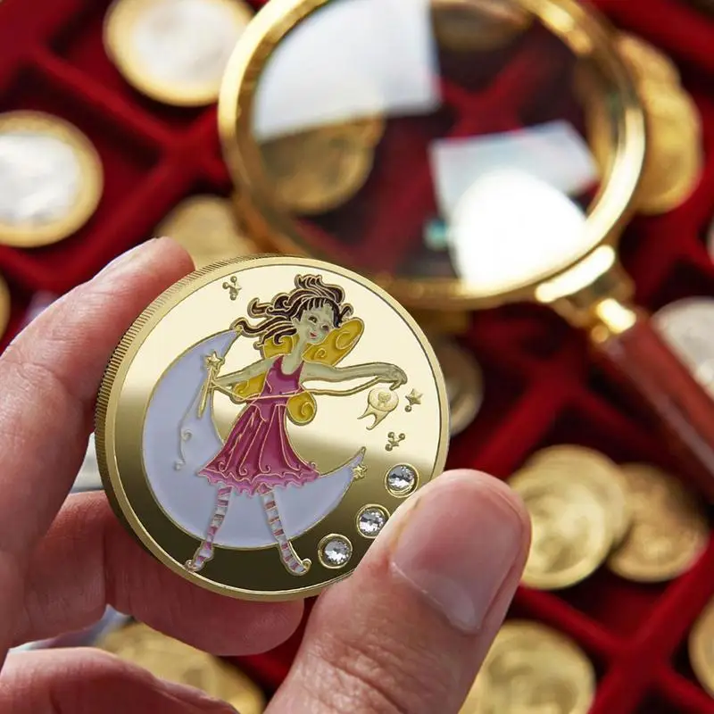 Tooth Fairy Gold Plated Commemorative Coin Creative Kids Tooth Change Gifts Physical Metal Crypto Commemorative Coin Souvenirs