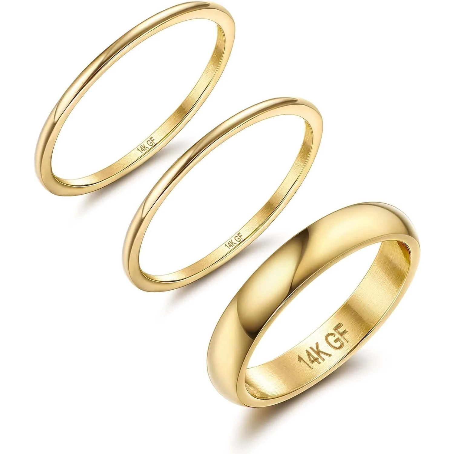 Bobisty 14K Vergoldete Stapelringe für Frauen Minimalistische Zierliche Nicht Anlaufende Pinky-Daumen-Statement-Ringe Dünnes Bandring-Set Schmuck