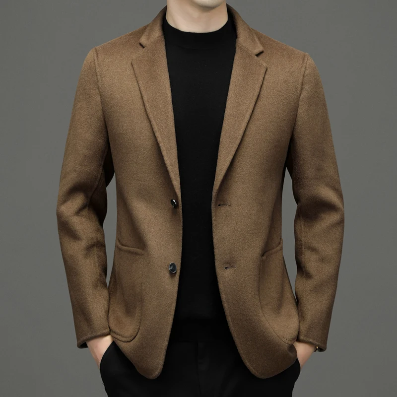 High-end middle-aged sheep wool suit men's autumn wool double-sided suit jacket new autumn middle-aged and elderly suits