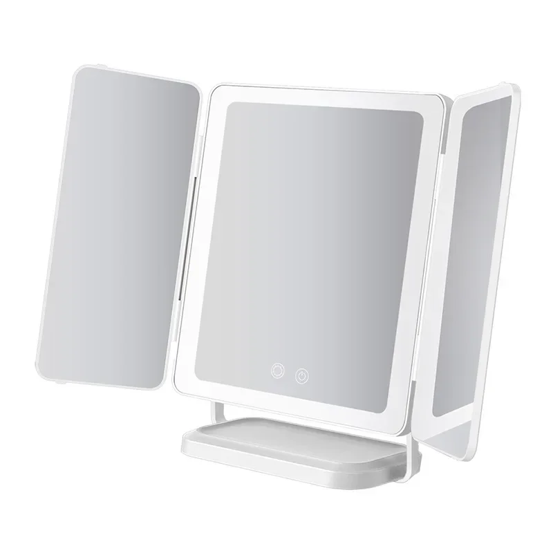 # Floor Mirror LED Lighted Full Body Tri Fold Portable Dressing Mirror Large Full Length Standing Mirror Living Room Furniture