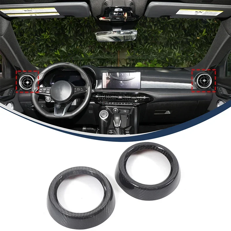 Dry Carbon Fiber Car Instrument Side Air Condition Outlet Ring Trim For Alfa Romeo Tonale 965 2022-2024 Air Vent Ring Cover