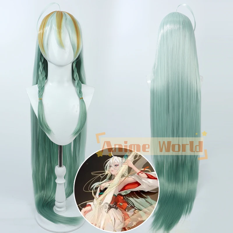 

Game Onmyoji Kinnara Cosplay Wig Awakening Green Gradient Kawaii Long Hair Unisex Role Play Accessories