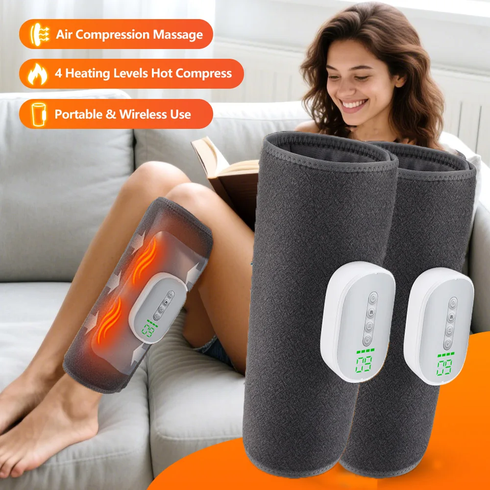 

Wireless Air Pressure Calf Massager Electric 4 Mode 8 Level Airbag Compresstion Leg Heating Massage Foot Calf Muscle Relaxation