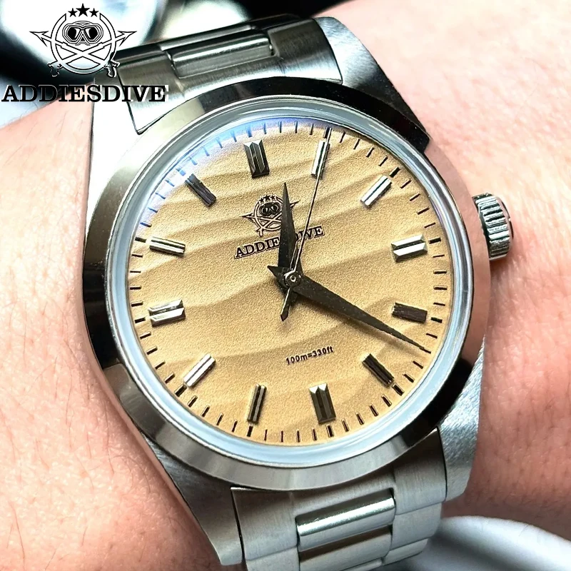 ADDIESDIVE Men Watch AD2030 No Logo 36mm Quartz Watch VH31 Diving 100m Waterproof Stainless Steel Domed Glass Hot Sale Watch