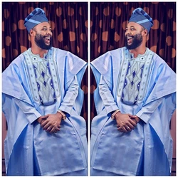 H & D abbigliamento tradizionale sudafricano abbigliamento formale Bazin Riche Dashiki abiti camicia pantaloni Robe Suit No Cap African Men Agbada