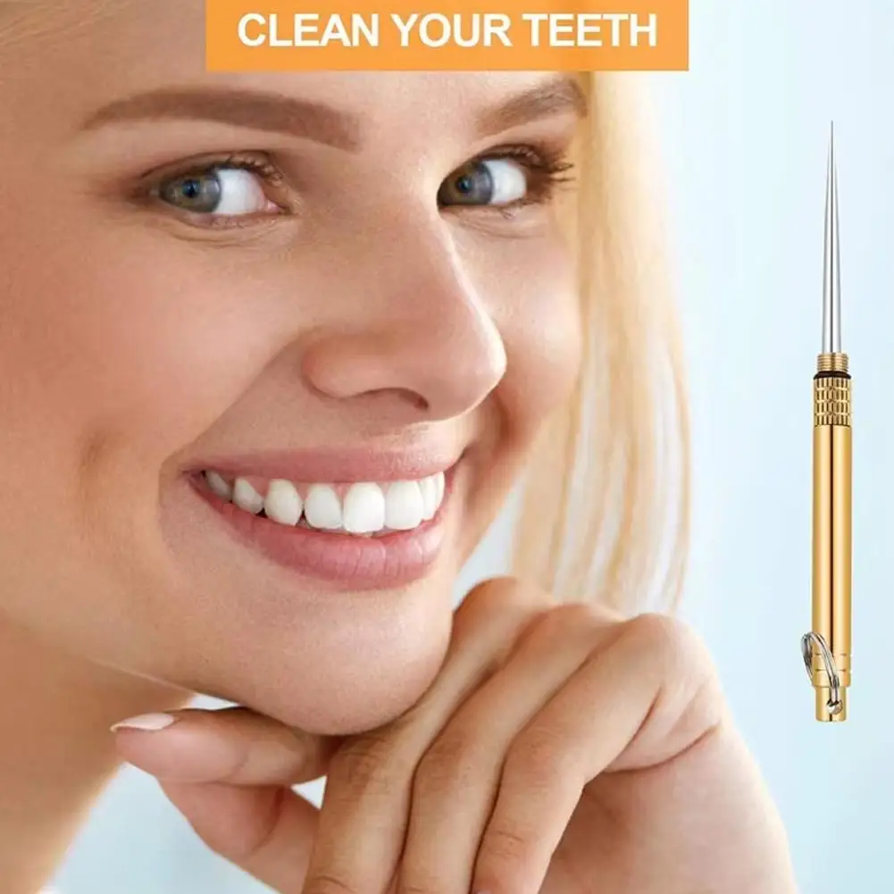 Reusable Titanium Toothpick Protable Keychain Toothpicks Brass Camping Picnic Case Accessories With Outdoor Y0I9