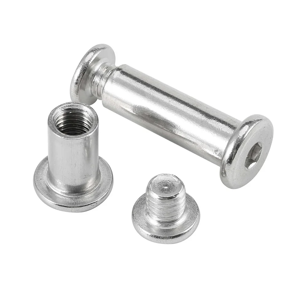 5-20Set M2 M3 M4 304 Stainless Steel Flat Hex Hexagon Socket Head Furniture Rivet Connector Insert Joint Sleeve Cap Nut Set