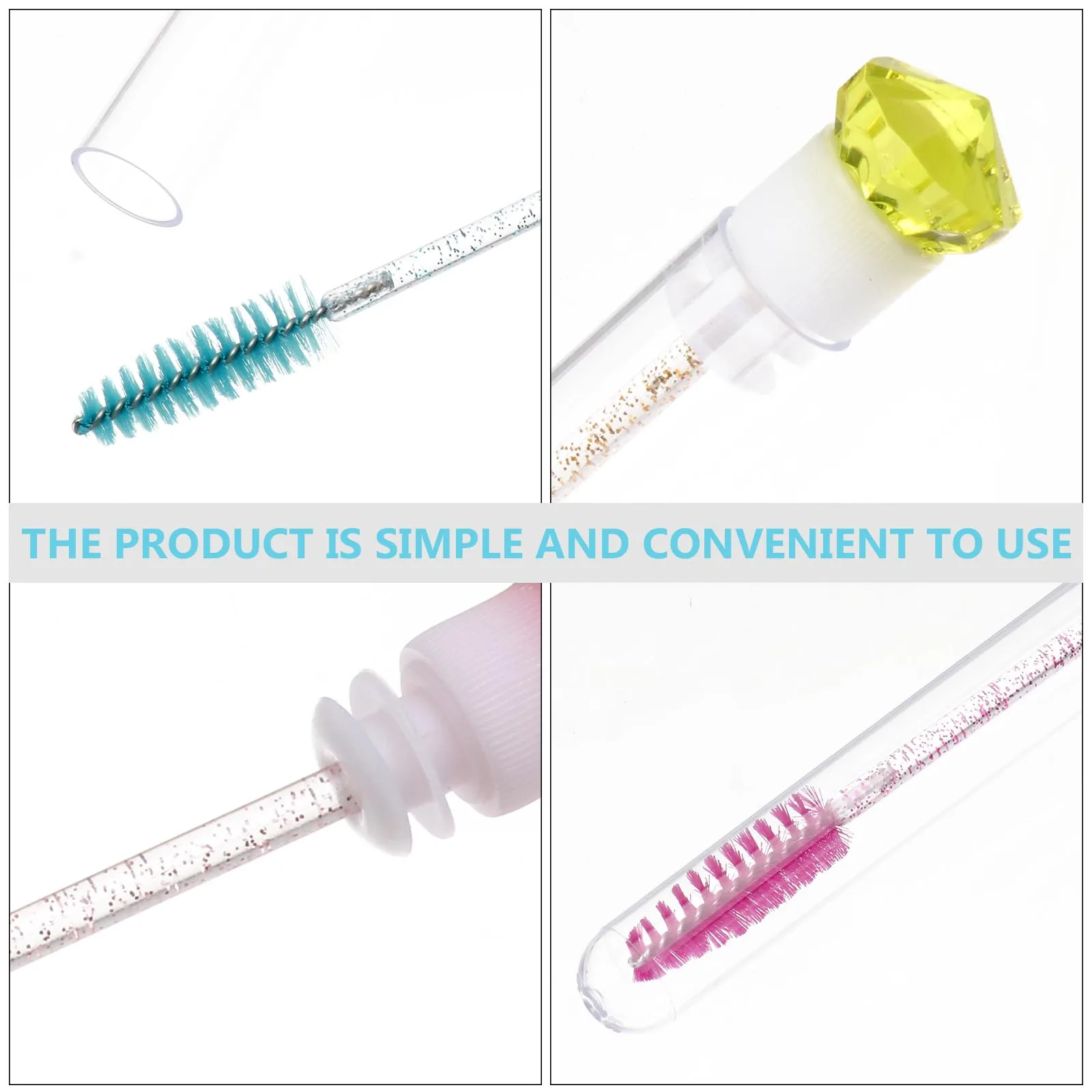 12 stks Mascara Borstel Buis Vezel Wimper W Lichtgewicht Draagbare Spiraalkop Kunststof Diamant Applicator Make-up Reizen