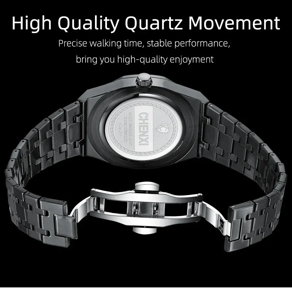 CHENXI 948 marca superior de lujo reloj de pulsera con fecha automática para hombre deporte impermeable reloj multifunción cronógrafo reloj de acero inoxidable