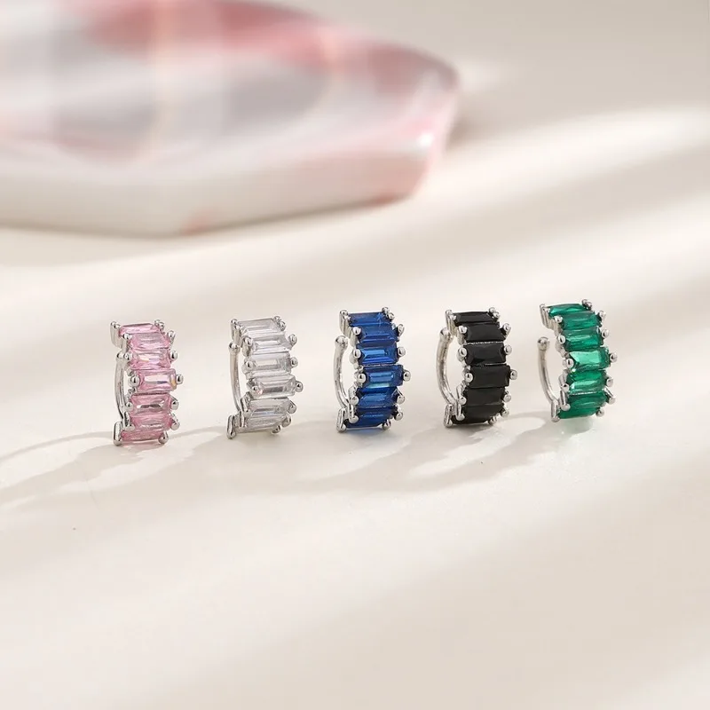 Irregular Square Zircon Ear Clip Earrings for Women