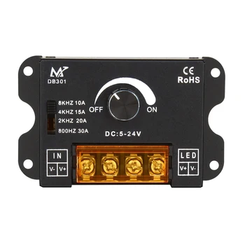 הוביל עם ידית dimmer 5v 12v 24v 10a/30a pwm תדר מתכוונן הוביל בקר עמעום לכבות עבור צבע אחד הוביל רצועת