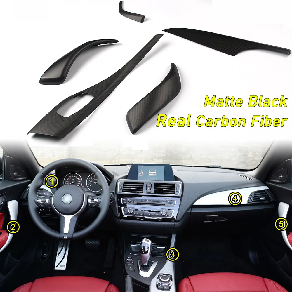 Matt Black Carbon Fiber Interiors Cover Moulding Trim For BMW F21 F22 F87 M2 118i 120i M235i M240i 2 Door Real Carbon Fiber