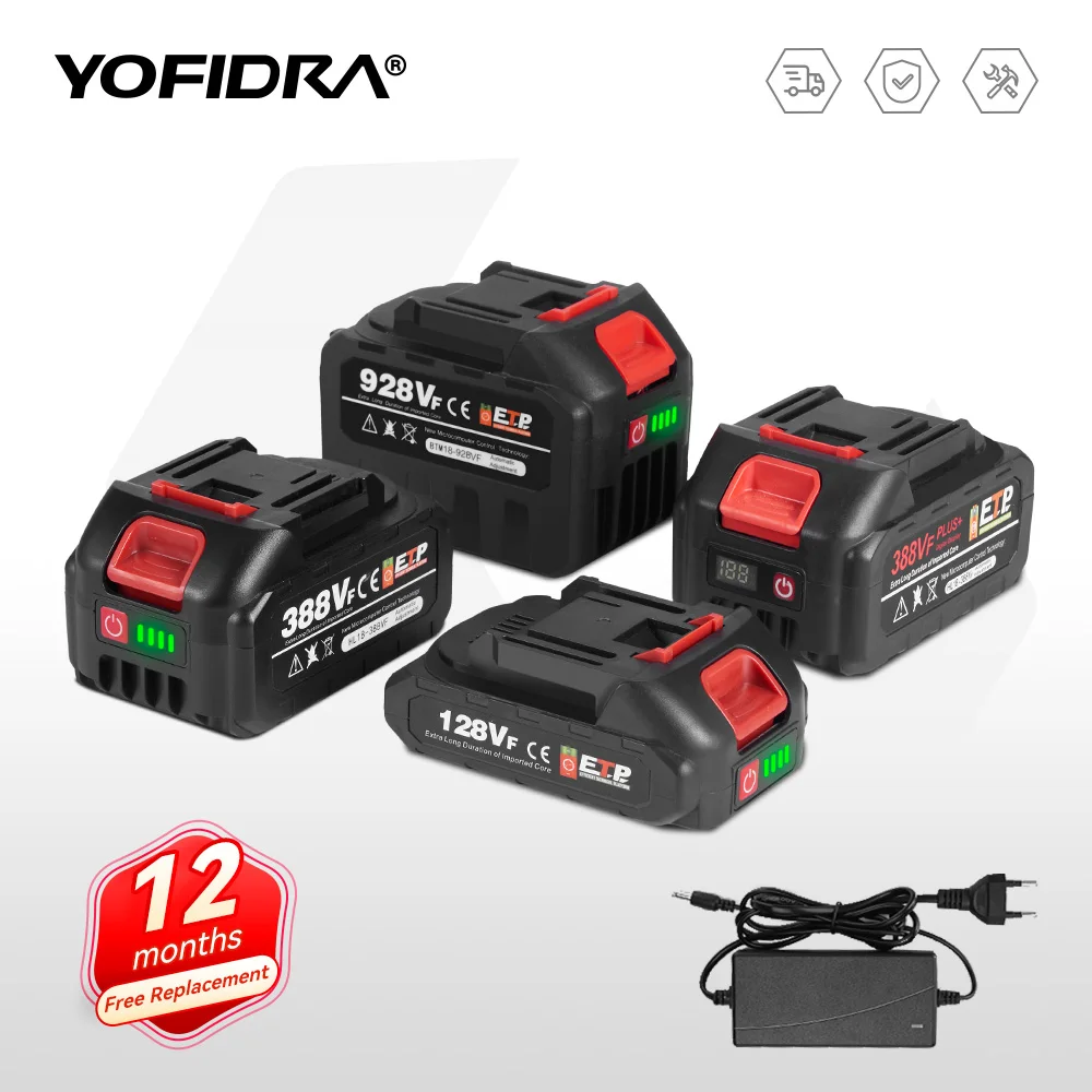 Yofidra 388VF Battery Rechargeable 22500mah 15000mah Lithium Ion Battery 928VF Li-ion Battery For Makita Electric Power Tool