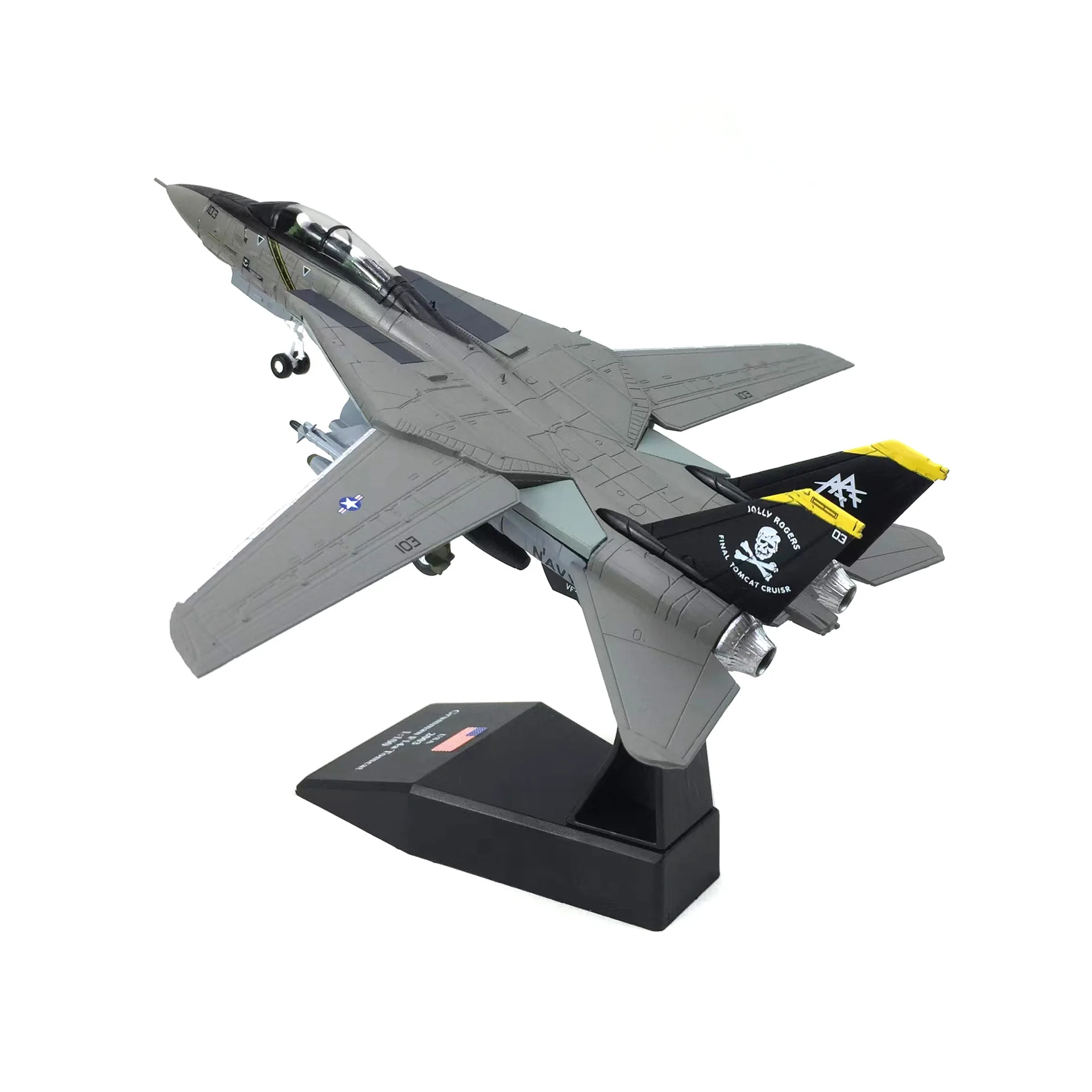 1:100 Scale U.S. F-14 Tomcat Fighter Simulation Alloy Aircraft Model Finished Wing Movable