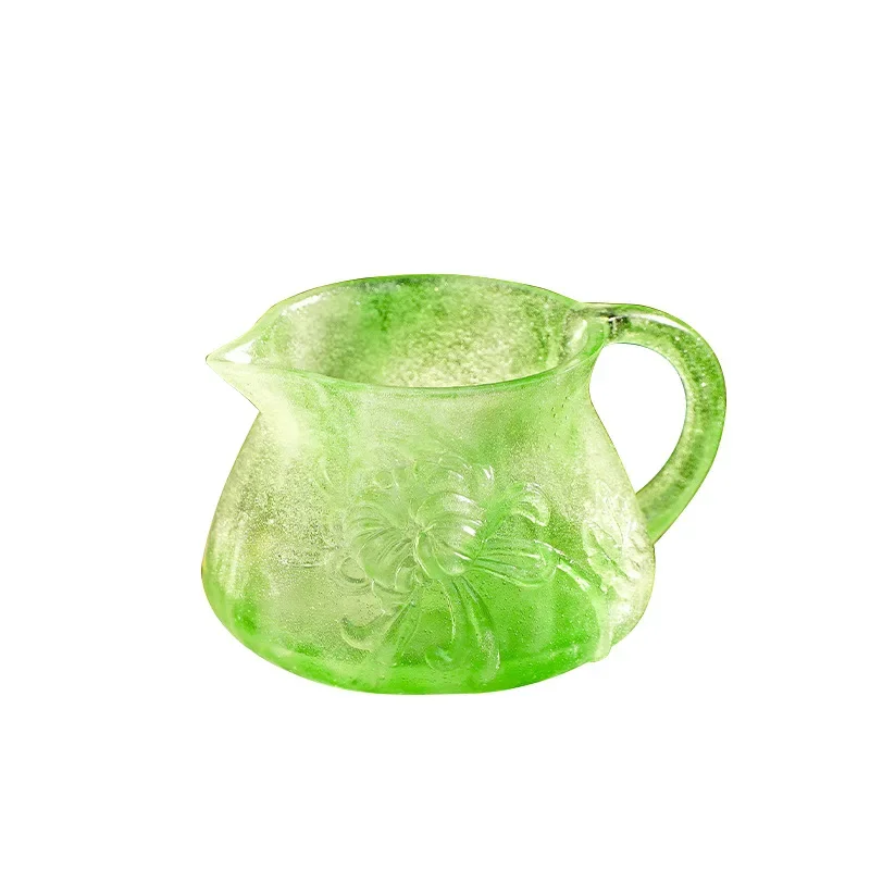 Ancient lost wax colored glass tea ceremony four gentlemen chrysanthemum large capacity big belly fair cup can not boil water