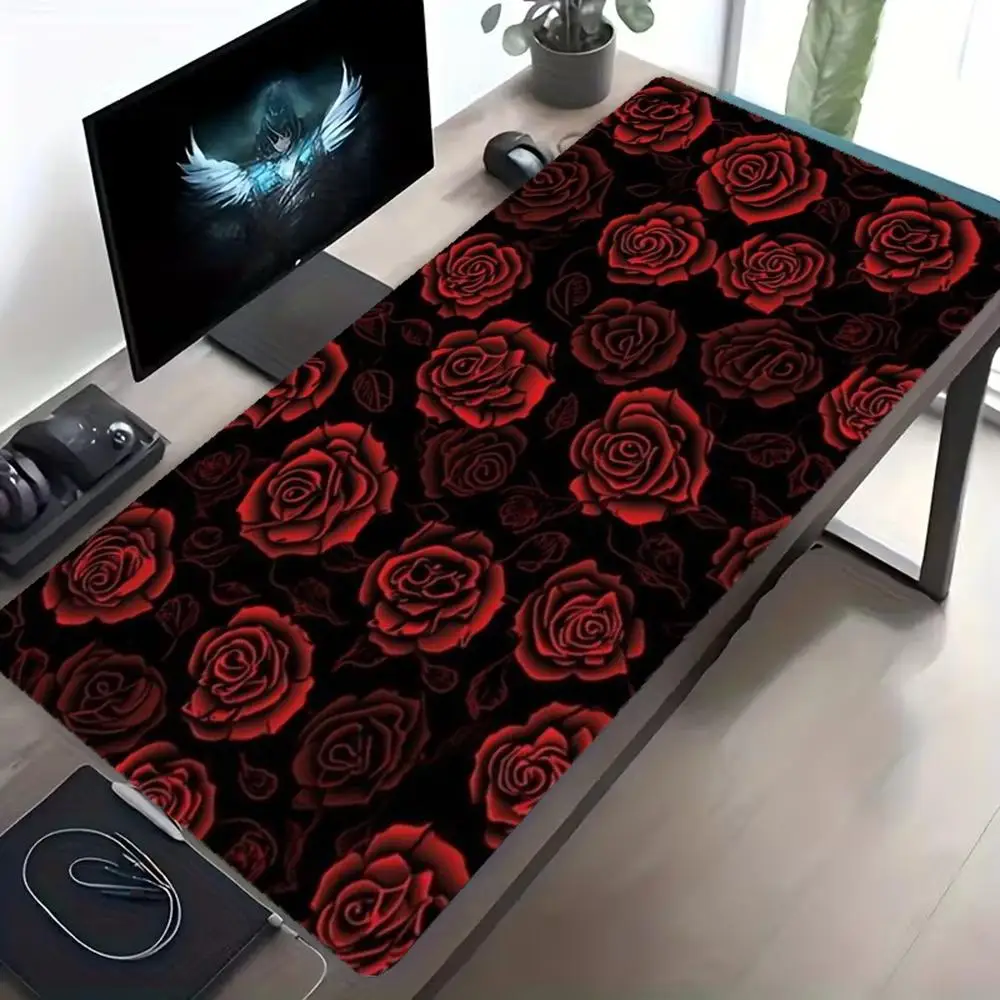 

Rose Floral Mouse Pad Large Computer Office Game Table Mat XXL Rubber Anti-slip Gaming Keyboard Mousepad Long Desk Pads 60*30CM