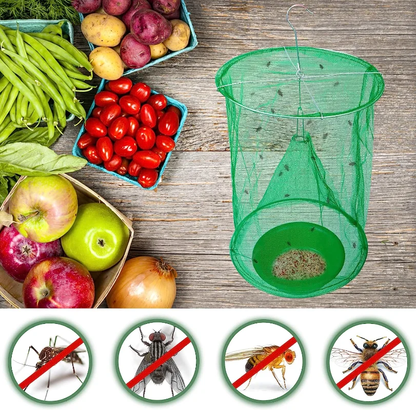 

Reusable Hanging Fly Trap Cage with Bait Outdoor Stable Horse Ranch Fly Catcher