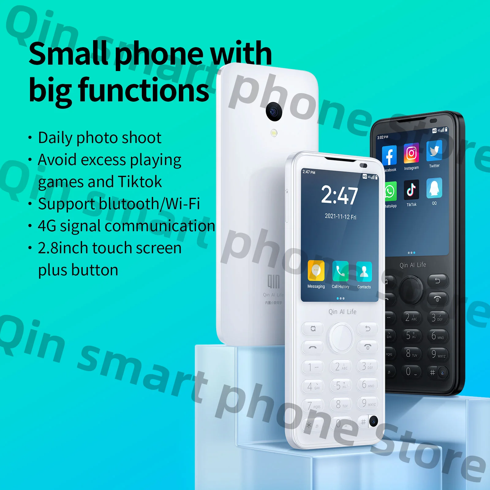 Imagem -05 - Dual Qinqin App Android 11 Mini Smart Mobile Phone Versão Global 3gb 32gb 4gb 64gb Mtk6761 Amzn Retail Store