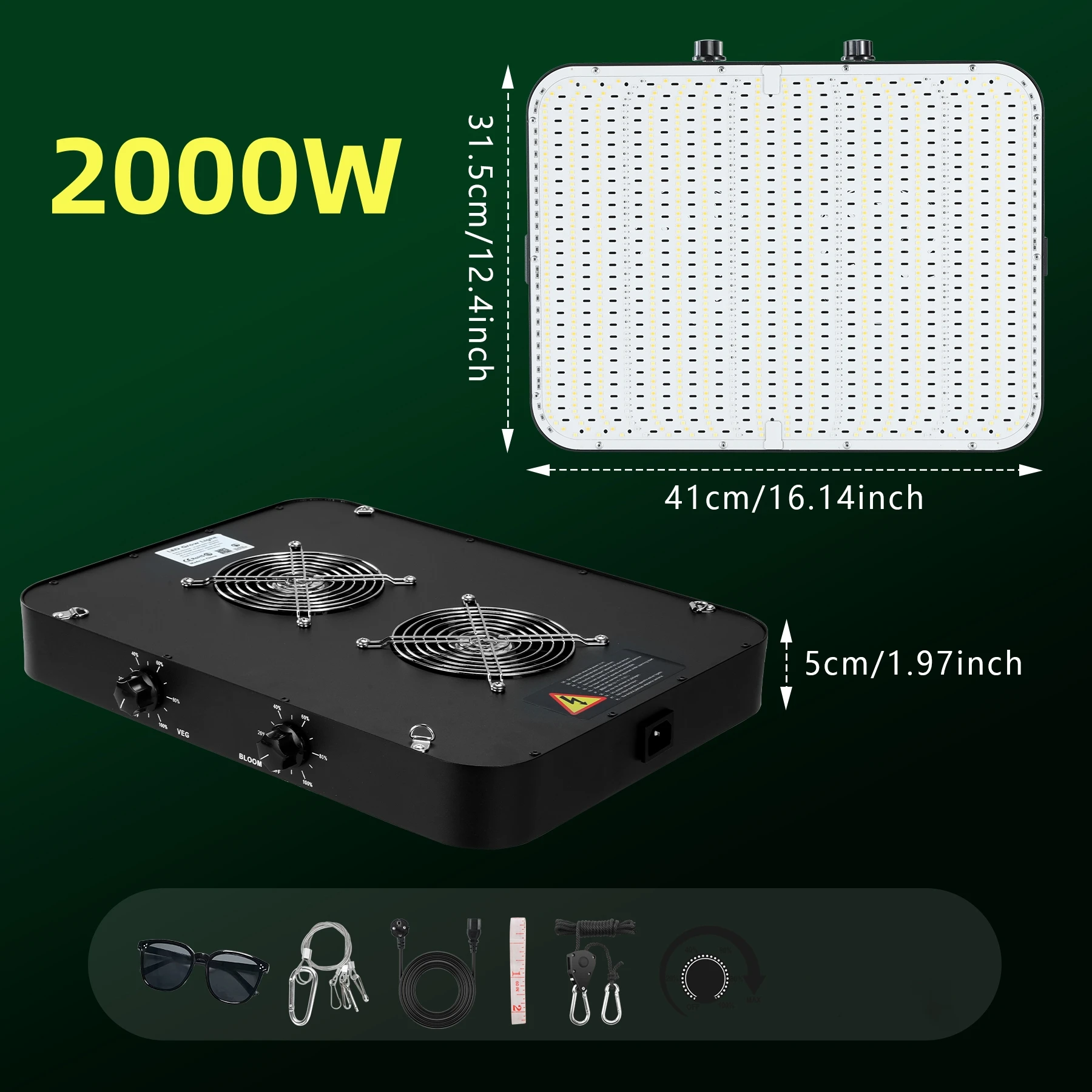 1200W/2000W LED Plant Lamp Double Dimmable VEG Bloom Dual Mode LED Grow Lamp Plant Lamp Full Spectrum Grow Lights